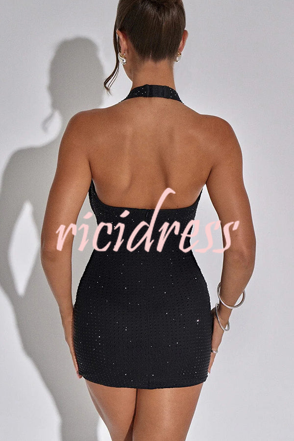 Sexy Halterneck Low-cut Backless Fitted Mini Dress