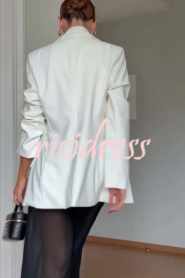 Autumn Avenue Double-breasted Long Sleeve Lapel Loose Blazer