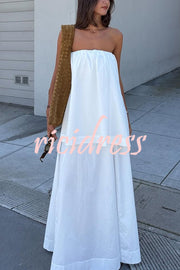 Hali Cotton Blend Elastic Bust Double Layered A-line Maxi Dress