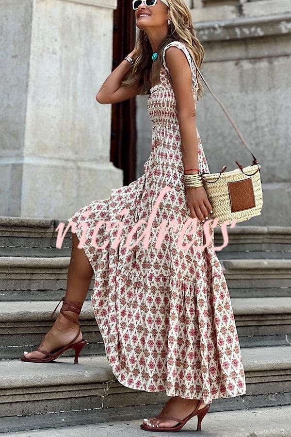 Must Be Love Ethnic Print Smocked Bust Maxi Dress