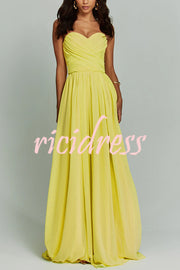 Romantic Party Chiffon Off Shoulder Sweetheart Neck Ruched Cape Maxi Dress