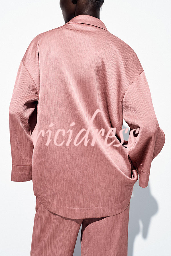 Fashionable Wrinkled Lapel Long-sleeved Loose Blazer
