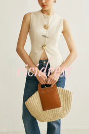 British Elegant Sun-decorated Sleeveless Versatile Vest
