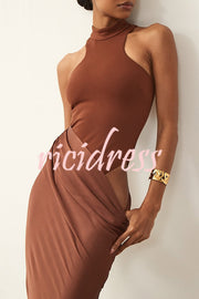 Sexy Sleeveless Slim Waist Hollow Out Maxi Dress