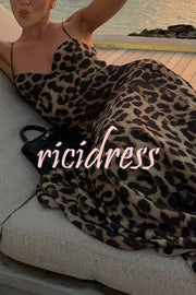 In The Maldives Leopard Waisted A-line Slip Maxi Dress