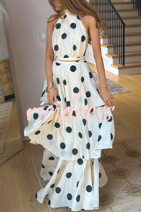 Gift To You Polka Dot Print High Neck Sleeveless Top
