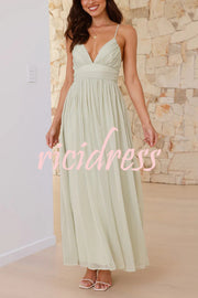 Solid Color Sexy Suspender Backless Lace-up Slim Maxi Dress