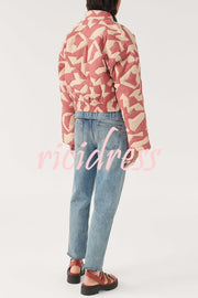 Chrissa Unique Printed Casual Long Sleeve Pocket Cotton Jacket