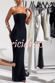 Sexy Sleeveless Backless Slim Fit Slit Maxi Dress