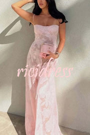 Fashion Sexy Suspenders See-through Holiday Slim Maxi Dress