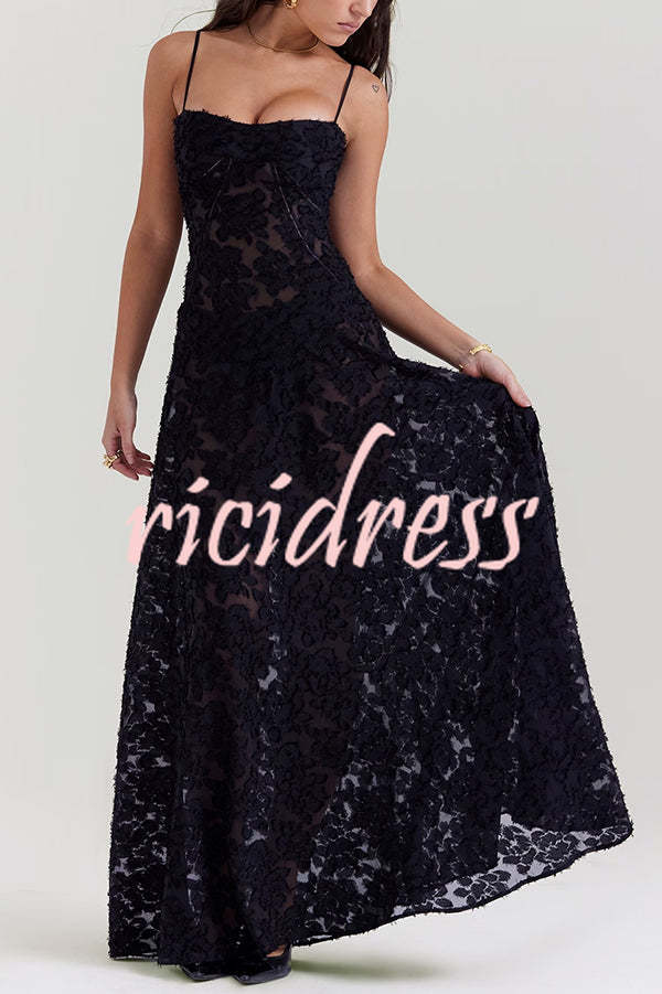 Fashion Sexy Suspenders See-through Holiday Slim Maxi Dress