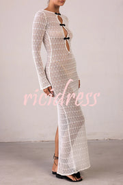 Sexy Backless Long-sleeved Knitted Slim-fit Maxi Dress