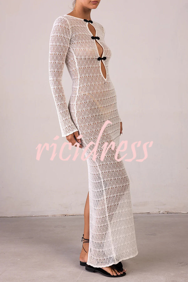 Sexy Backless Long-sleeved Knitted Slim-fit Maxi Dress