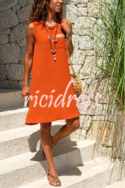 Life on Better Pocketed A-line Relaxed Tank Mini Dress