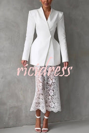 Timeless Moment Floral Lace High Rise Elastic Waist Midi Skirt