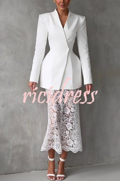 Timeless Moment Floral Lace High Rise Elastic Waist Midi Skirt