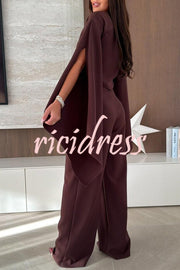 City Atelier Bell Slit Sleeve Top and High Rise Pocket Wide Leg Pants Set