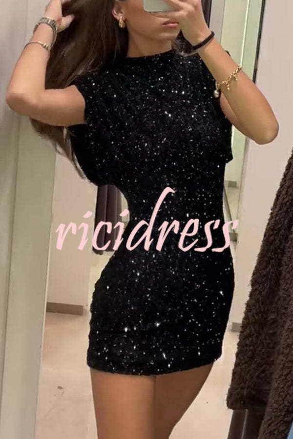 Adorable Sexy Vibes Sequin Wide Sleeve Mini Dress