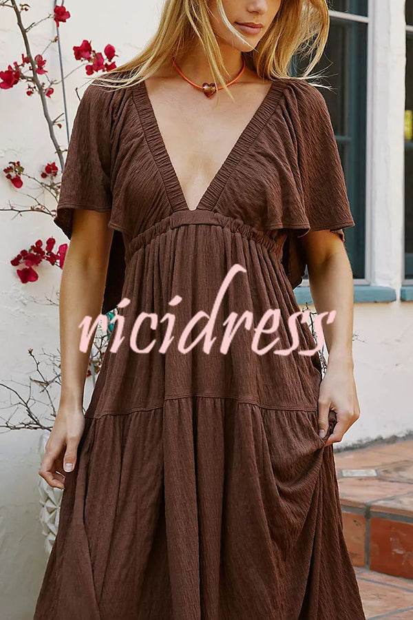 Sexy Backless V-neck Elastic Band Maxi Dress