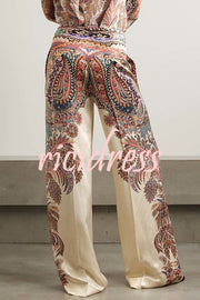 Feeling Dreamy Paisley Print High Rise Pocket Wide Leg Pants