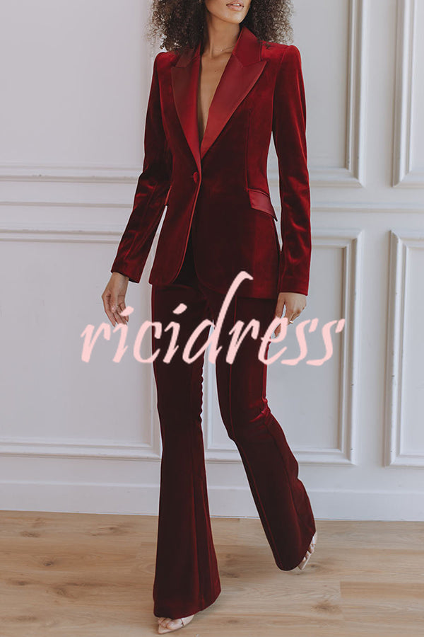 Delicate Daze Velvet High Rise Elastic Waist Flare Pants