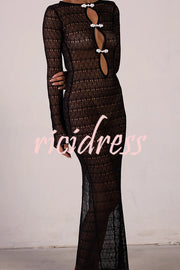 Sexy Backless Long-sleeved Knitted Slim-fit Maxi Dress