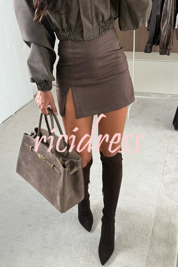 Perfect Match High Rise Zipper Waist Side Slit Skort