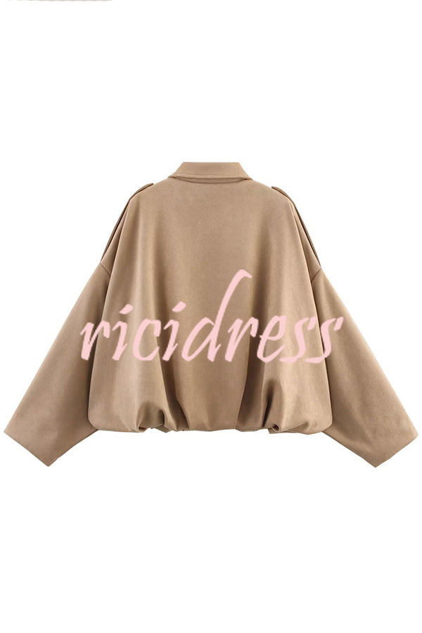 Fashion Lapel Long-sleeved Casual Bomber Jacket