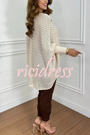 Fashion Hollow Long Sleeve Loose V-neck Knitted Sweater
