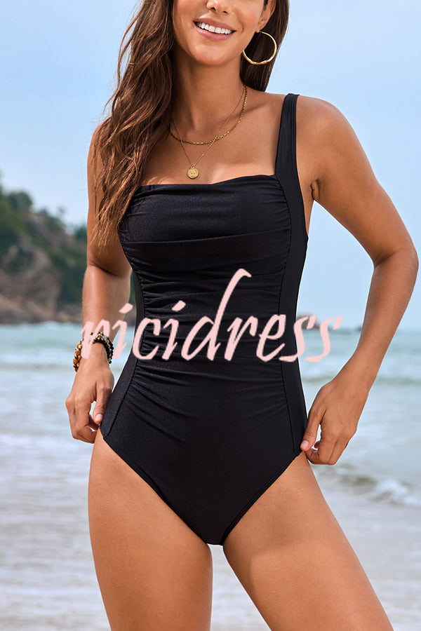 Plants Flowers Print Stretch One-piece Swimsuit