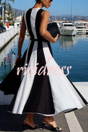 Coastal Scenery Colorblock Sleeveless A-line Maxi Dress