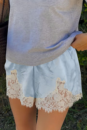 Fashion Lace Elastic Waist Casual Shorts
