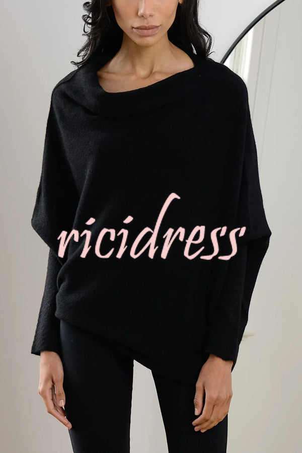 Solid Color Round Neck Long Sleeve Loose Knitted Sweater