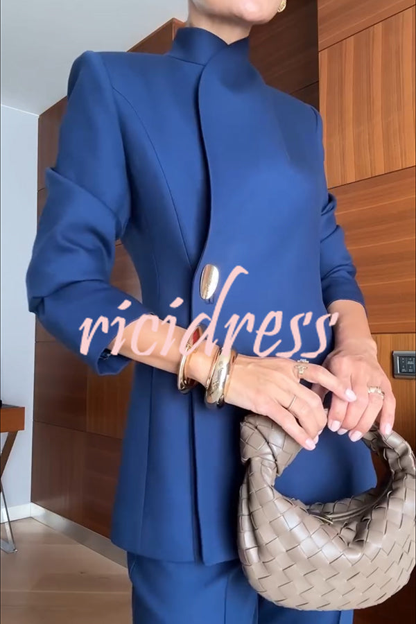 Exquisite and Fashionable Stand Lapel Neck Metal Button Long Sleeve Blazer