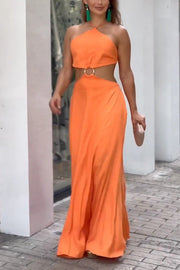 Sexy Halter Neck Backless Sleeveless Maxi Dress