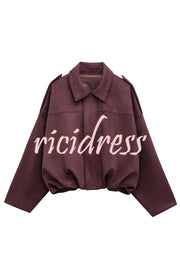Fashion Lapel Long-sleeved Casual Bomber Jacket