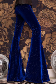 Stylish Velvet High-waisted Draped Casual Flared Pants