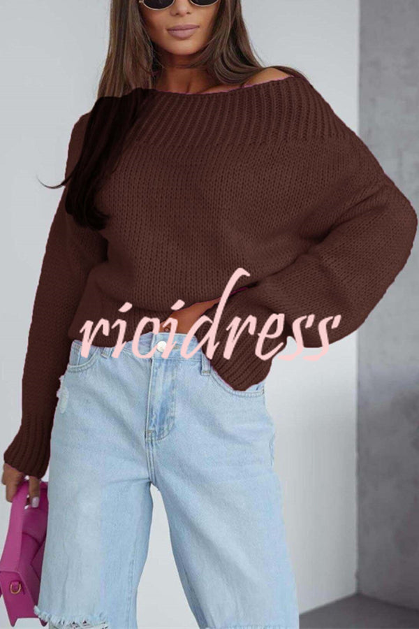 Solid Color Long-sleeved Round Neck Loose Knitted Sweater