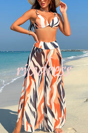 Unique Printed Loose High Waist Split Beach Pants