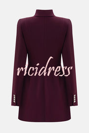 Elegant Long-sleeved Hollowed-out Button-down Slim-fit Mini Dress