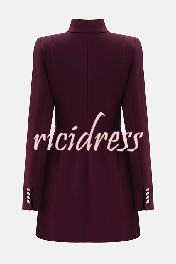 Elegant Long-sleeved Hollowed-out Button-down Slim-fit Mini Dress