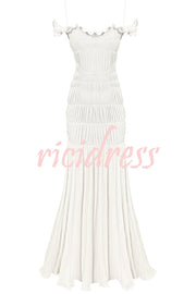 Solid Color Suspender Pleated Holiday Maxi Dress