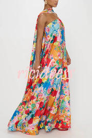 Floral Print Off-The-Shoulder Loose Holiday Maxi Dress