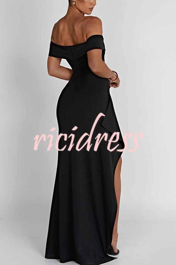 Sexy Lady Off Shoulder High Slit Maxi Dress