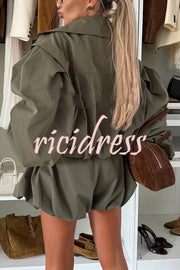 Fashion Style High Rise Elastic Waist Pocketed  Bloomer Shorts