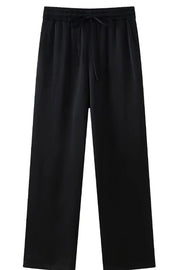 Fashionable Pleated Elastic Waist Tie Casual Pocket Wide-leg Pants