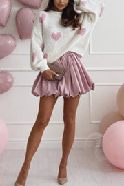 Fashionable Loose-fitting Heart-shaped Jacquard Long-sleeved Knit Sweater