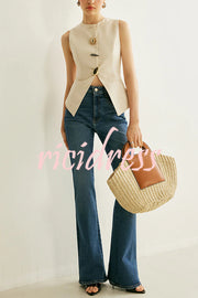 British Elegant Sun-decorated Sleeveless Versatile Vest