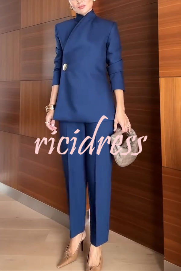 Exquisite and Fashionable Stand Lapel Neck Metal Button Long Sleeve Blazer