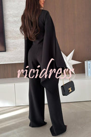 City Atelier Bell Slit Sleeve Top and High Rise Pocket Wide Leg Pants Set